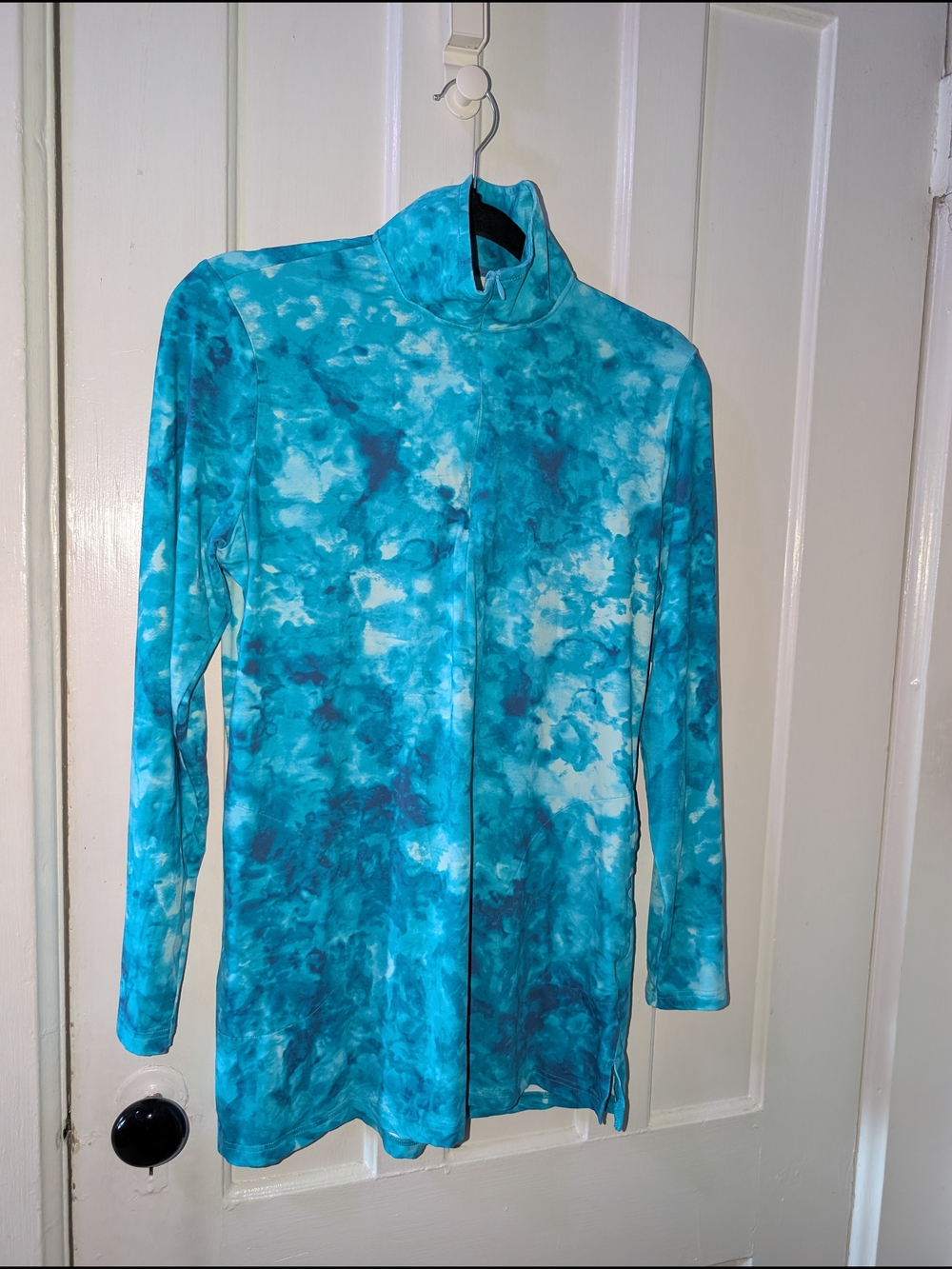 Lands’ End Blue Tie Dye Quarter Zip Active Top Small Pockets Athleisure